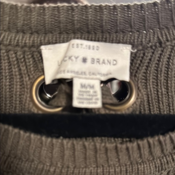 Lucky Brand Green Crewneck Sweater Ribbed Knit - Picture 2 of 5
